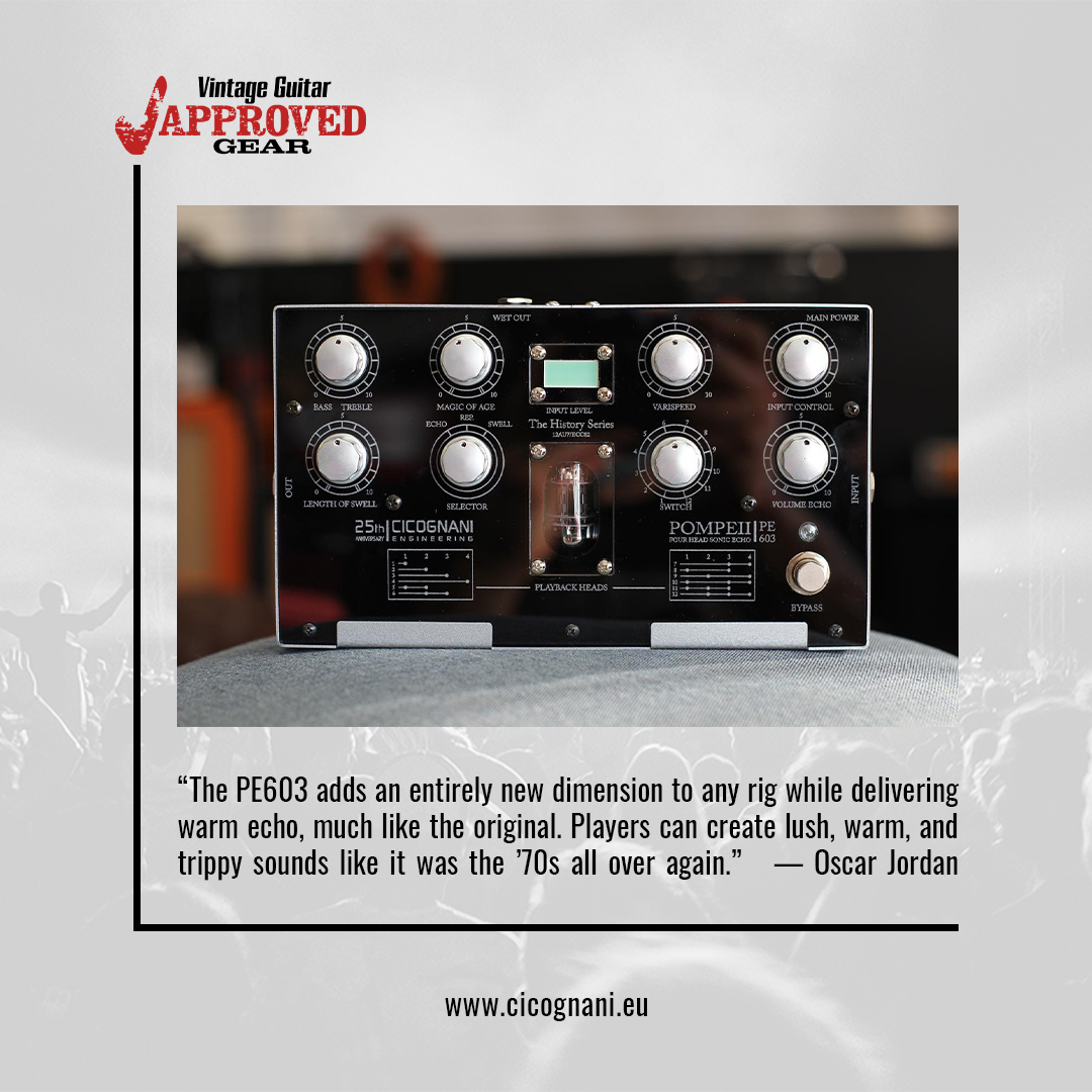 POMPEII PE603 get Vintage Guitar Magazine Approved Gear Award!